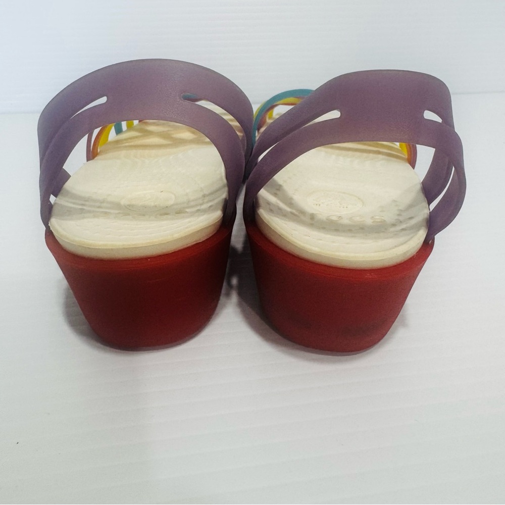 Crocs Rainbow Huaraches Wedge Sandals Size 8 - Picture 7 of 13